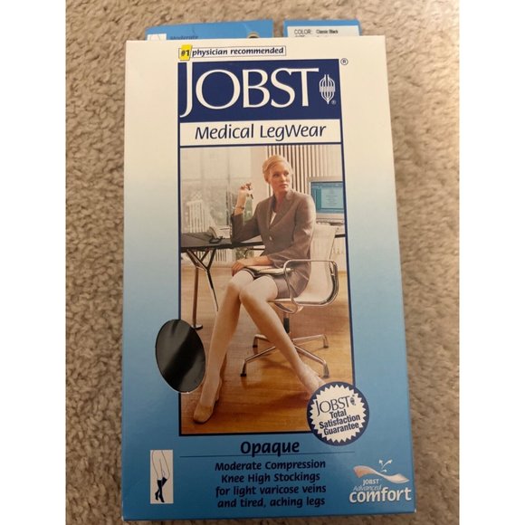 JOBST Compression 15-20 Knee High Socks Black New - Picture 1 of 3
